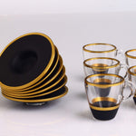 Coffee Set with Handle - Serra Yellow Leaf Painted