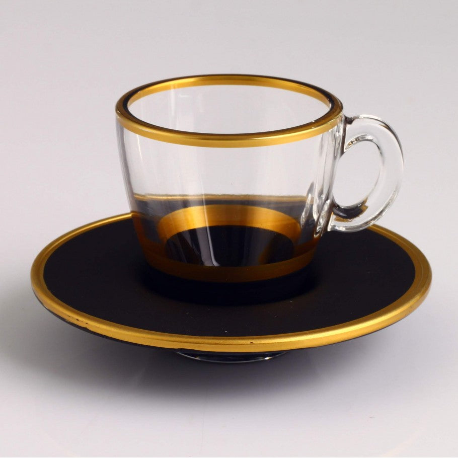Coffee Set with Handle - Serra Yellow Leaf Painted