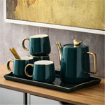 Tea/ Coffee Set Ceramic Gold Plated With Tray