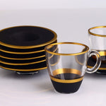 Tea Set of 6 with Handle - Serra Yellow Leaf Painted